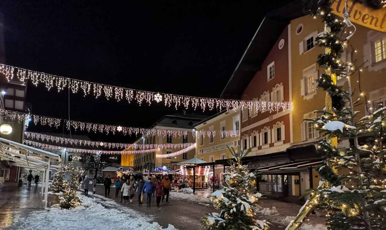 Textbilder - Mondsee Advent Lichterkette Nacht